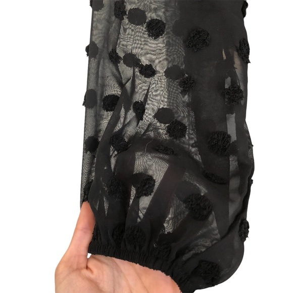 Yue yue polka dot sheer black blouse - Picture 3 of 10